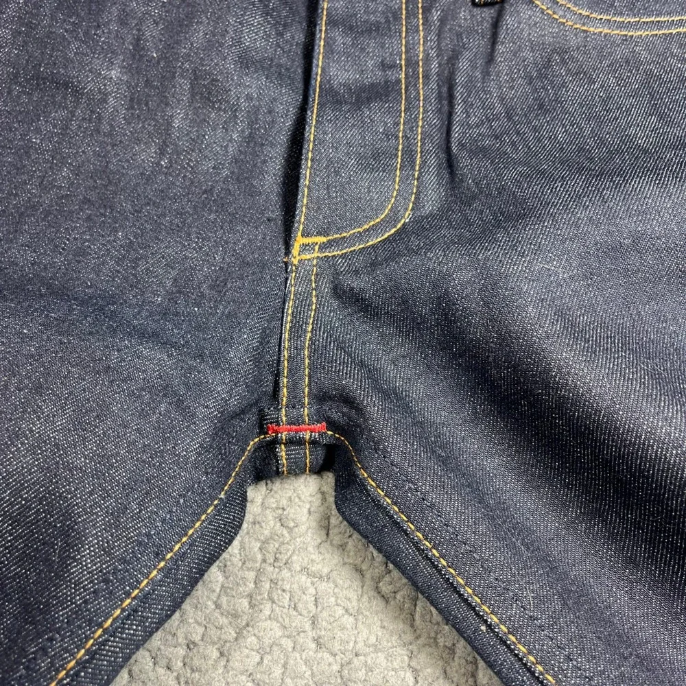 Gustin Mens Raw Selvedge Denim Jeans Indigo Blue Button Fly Straight Leg Size 30